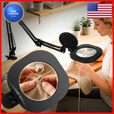 Hitti 30X 12X Long Magnifying Glass Light And Clamp 5-Inch Large Real Glass 5