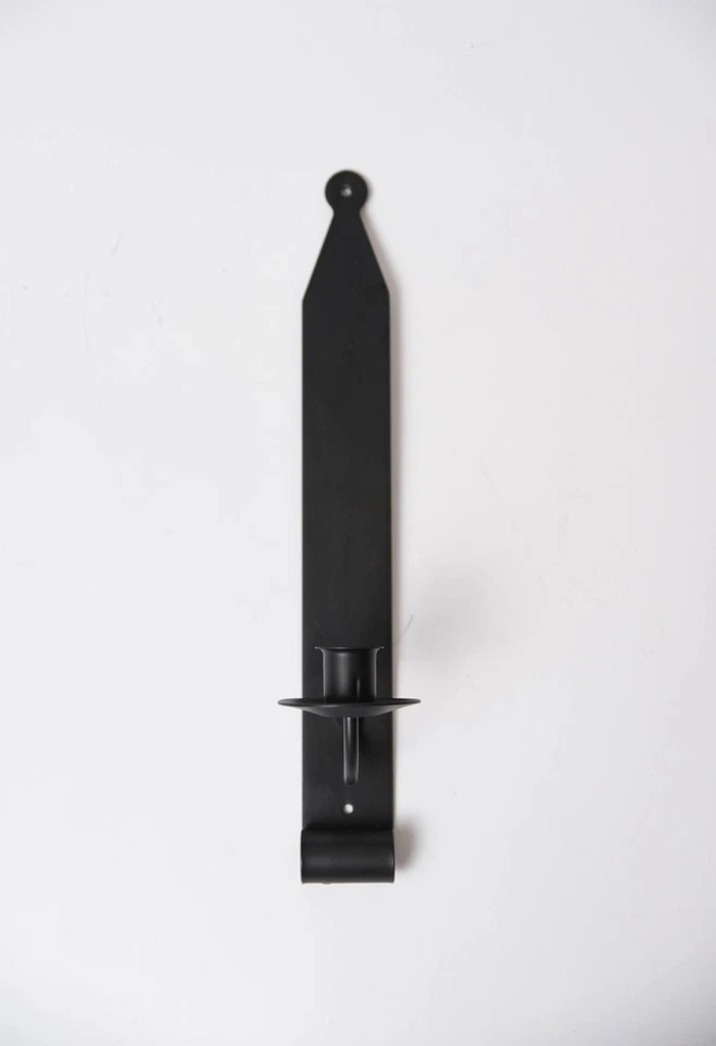 Primitive Handcrafted USA Rustic Black Iron Wall Sconce - Image 3 of 4