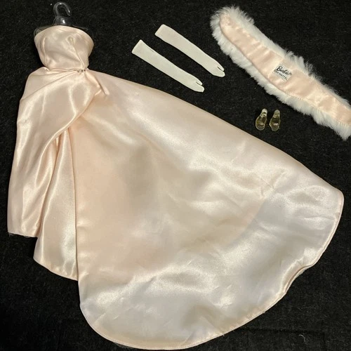 Vintage Barbie Enchanted Evening 983 - 1960 Pink Gown Set w Clear Glitter Shoes