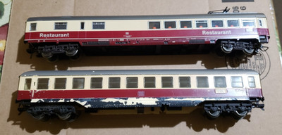 Vintage Fleishmann HO  Pantograph Restaurant Coach Car & 1st class carriage car