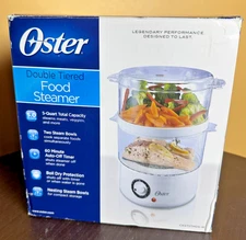 Oster Double-Tier Food Steamer CKSTSTMD5-W – 5 Quart Capacity, New in Box