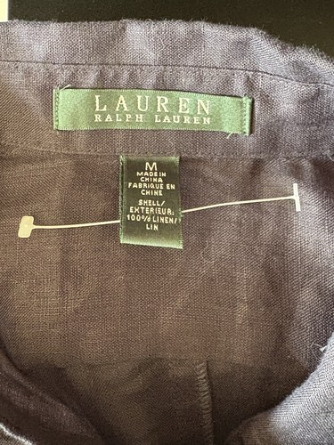 Lauren Ralph Lauren NEW Navy Blue Button Down Linen Shirt Dress- Size Medium - Picture 5 of 6