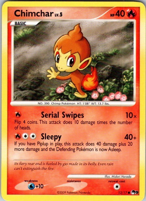 Chimchar 13/17 Common POP Series 9 Pokemon Damaged