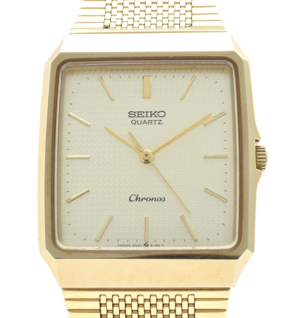 ▶️SEIKO Chronos 9021-5220 Vintage Gold Quartz Men's J… - Gem