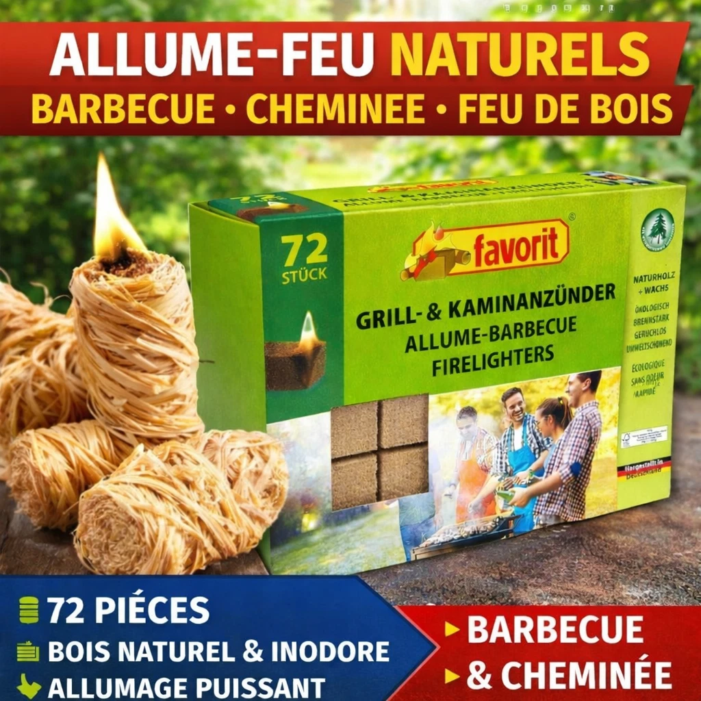 Allume-feu en bois de chêne, pour barbecue, cheminée, poêle - 15 kg