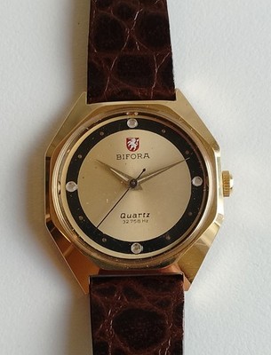 Bifora Quartz 32768 Hz Herrenuhr Armbanduhr Lederarmband Vintage Handaufzug P6