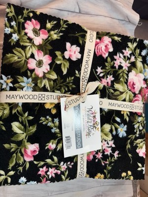 Wild Rose Flannel fabric By Maywood Studio - 10'' Squares Layer Cake