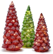 Red Co. Set of 3 (9”, 8”, 7”) Glass Light-Up Decorative Tablet