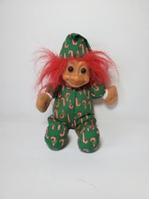 Vintage Russ Christmas Troll 1980 Russ Berrie Co. Candy Cane Red Hair Plush