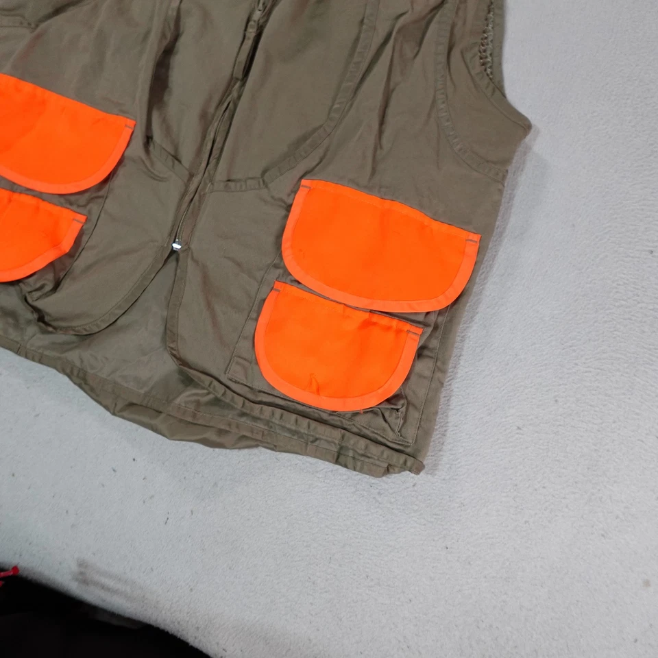 Vintage SafTBak Hunting Vest Mens Large Khaki Blaze Orange Mesh Gamebag Outdoor - Image 2 of 4