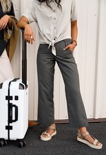 Wayre Jetsetter Stretch Travel Trousers Sz 10 Gray Vacation UPF Comfort Minimal
