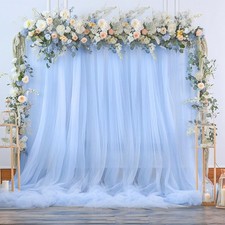 Baby Blue Sheer Backdrop Curtains for Baby Shower Boys Birthday Party Wedding 2