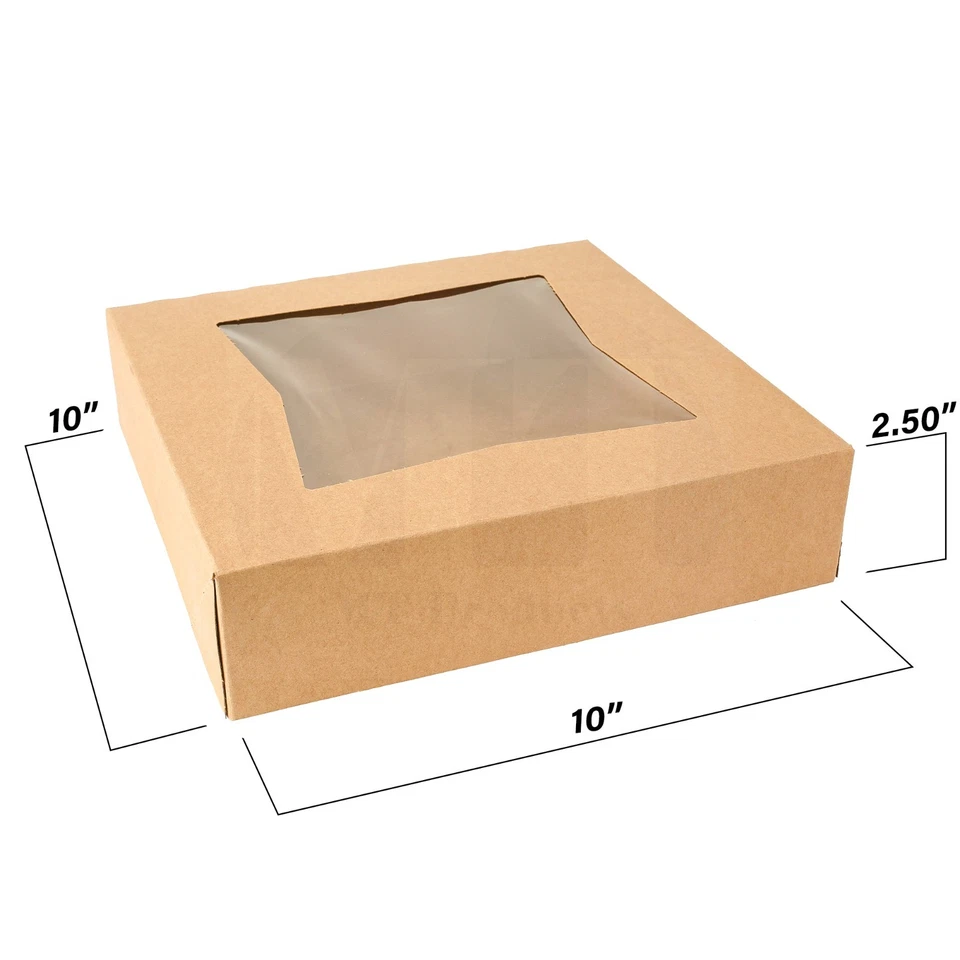 MT Products Cajas para Pasteles Marrones - Cajas de Panadería de 10" x 10" x 2.5" - Paquete de 200 Foto 2 de 4