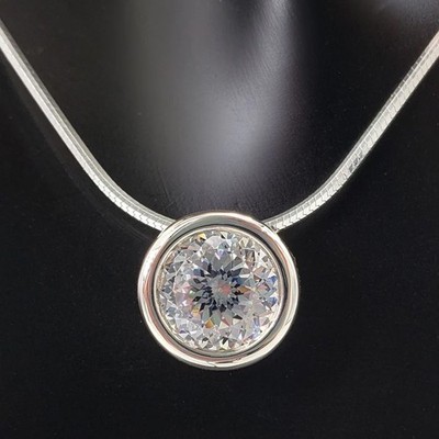 RARE 3.25 Ct Certified White Treated Diamond Solitaire Pendant in 925 Silver