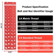 Thread Checker 28 Nut and Bolt Thread Checker Professional Bolt and Nut Mounting