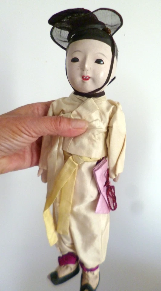 RARE ANCIEN COUPLE  POUPEES CHINOISES /ASIATIQUES avec  POUET  31 cm - Photo 4/4