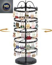 5 Tier Rotating Earring Holder Organizer Stand, Adjustable Metal Display Tree Ra