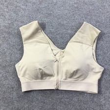 Tommie Copper Bra Womens Large Beige Front Zip Shoulder Support Copper Znergy