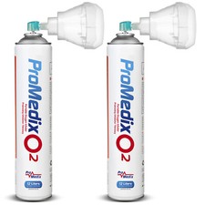 2x Portable Oxygen Inhaler Promedix 99.4% 12L O2 Canned First Aid Sport Health