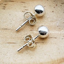 925 REAL Sterling Silver Ball Stud Earring, High Quality 3mm 4mm 5mm 6mm 1 pair