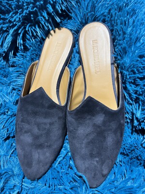 Le Monde Beryl Suede Mules * Blue * Semi-Pointed Toes