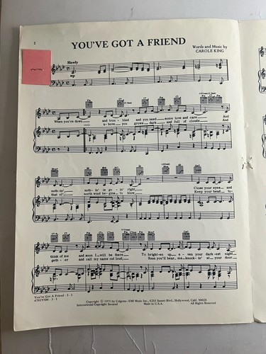 Vintage Sheet Music: You've Got A Friend - Carole King - Picture 2 of 6