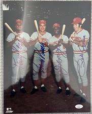 Johnny Bench, Pete Rose, Joe Morgan, Perez SIGNED 11x14 BIG RED MACHINE JSA LOA