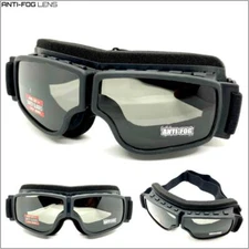 MOTORCYCLE Riding Padded Safety Protective GOGGLES Anti-Fog Lens Fit Over Helmet