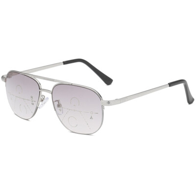 Men Large Pilot Multifocal Reading Glasses Blue cut Reader Outdoor Sunglasses