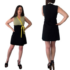 ON SALE!! S Vtg 60s 70s Mod QUINCY Petite Geometric Space Age Twiggy Mini Dress