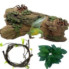 Resin Reptiles Hollow Tree Trunk Habitat Decor Reptile Log Hides Caves Bearde...