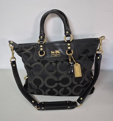 Auth COACH #12963 Madison OP Art Signature Logo Julianna Satchel