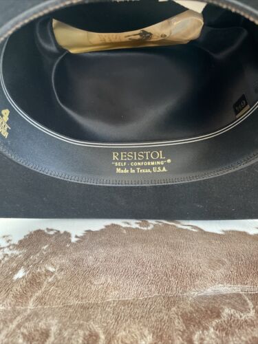 Vintage Resistol Cowboy Hat 6 3/4 Black Felt 4x Beaver Quicksilver - Picture 4 of 12