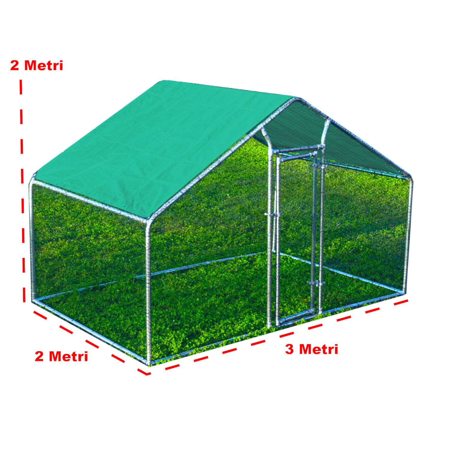Gabbia per Galline da Esterno in acciaio zincato 3x2mx2mH 6mq Pollaio Conigliera