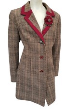 Joe Browns Lady's Long Line Tartan Style Woollen Jacket Sz 14 Vgc