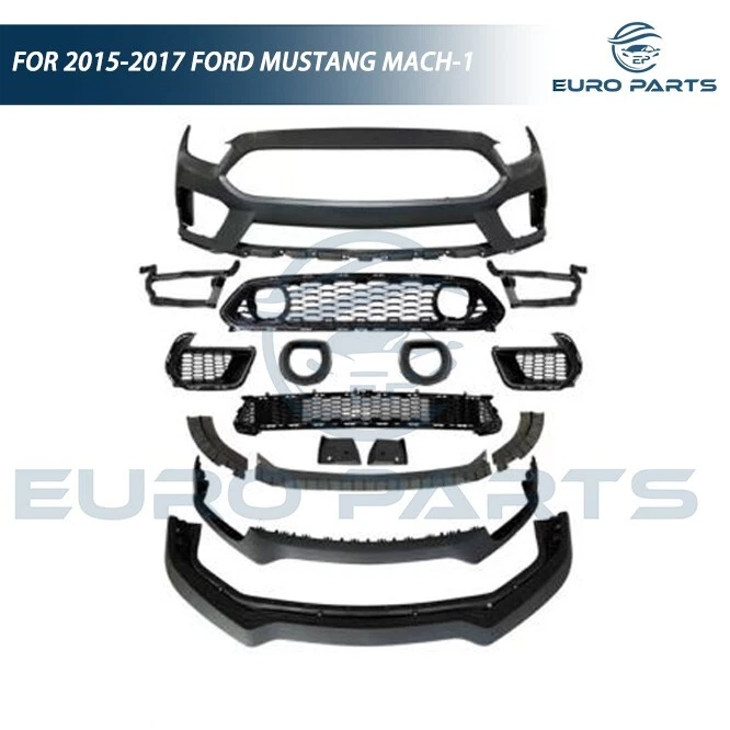 Cubierta de parachoques delantero estilo Ford Mustang Mach 1 2015 2016 2017 + rejilla LED Foto 3 de 4