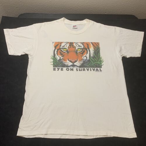 Vintage Human-I-Tees Eye On Survival Tiger T-Shirt Single Stitch Men’s Size  XL