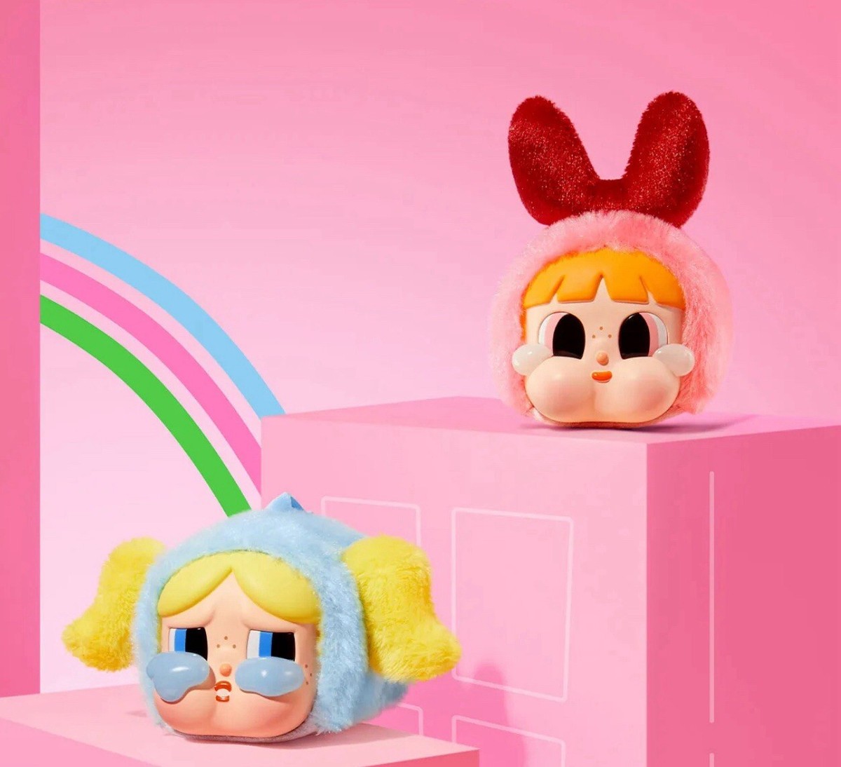 Sealed POP MART CryBaby Powerpuff Girls Vinyl Face Plush Keychain