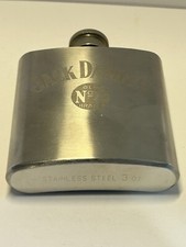 Stainless Steel Jack Daniels 3oz Hip Flask Never Used Good Condition