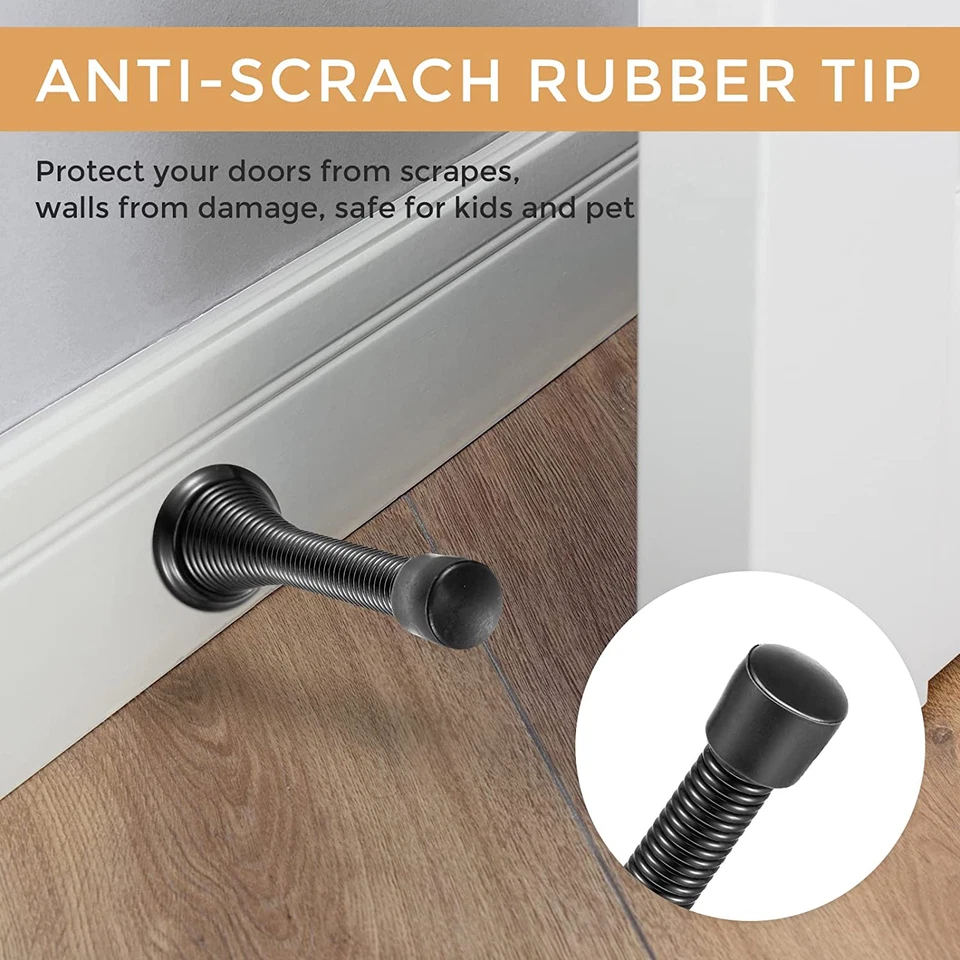 Paquete de 10 tapones de resorte de puerta negros con tapón de punta de goma para parachoques Foto 3 de 4