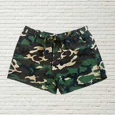 Vintage 70s Hot Shorts Green Camouflage Print Mid Rise Size S/m