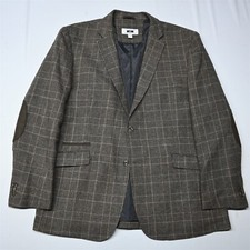 Joseph Abboud 2XL Brown Glenn Check Tweed Elbow Patch Mens Blazer Sport Coat
