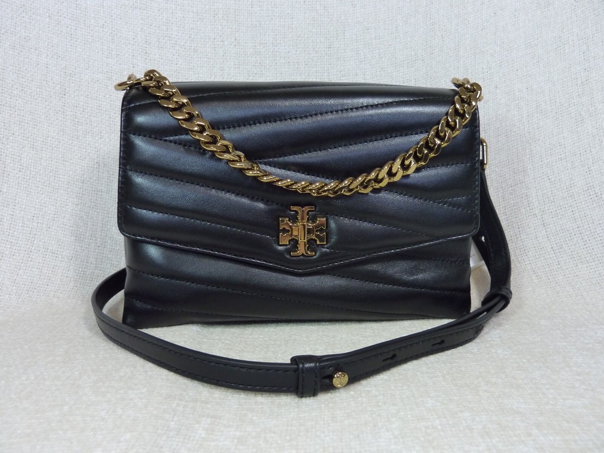 NEW Tory Burch Kira Chevron Double Strap Black Crossbody/Satchel 