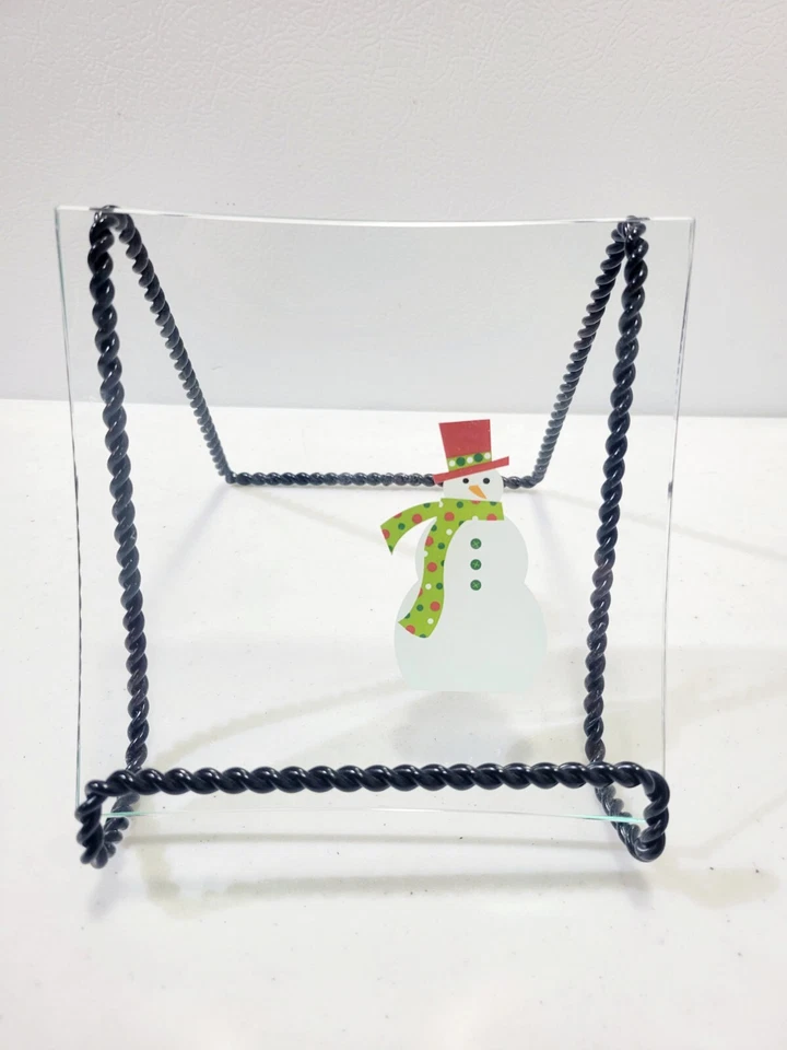 PAMPERED CHEF SNOWMAN SQUARE DESSERT PLATES SET OF 3 - Image 2 of 4