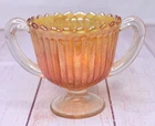 Vintage Fenton Stippled Rays Marigold Carnival Glass Pedestal Sugar Bowl 4"
