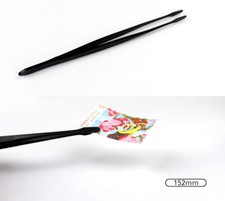 Professional Stamp Tweezers Black Spade 152mm Long For Stamp Banknote Collection