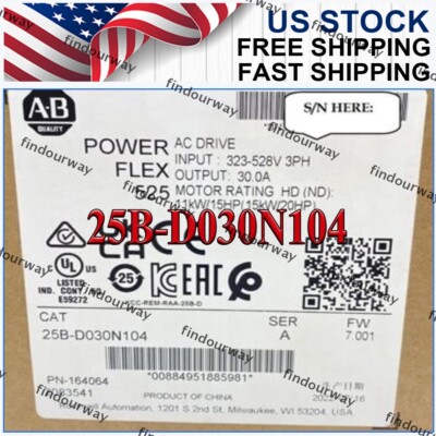 Allen Bradley 25B-D030N104 /A PowerFlex 525 AC Drive 15kW 20Hp New Sealed