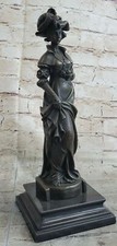 Victorian Genuine Bronze Sculptures, Classical Roman Women Flowers Sculpture NR