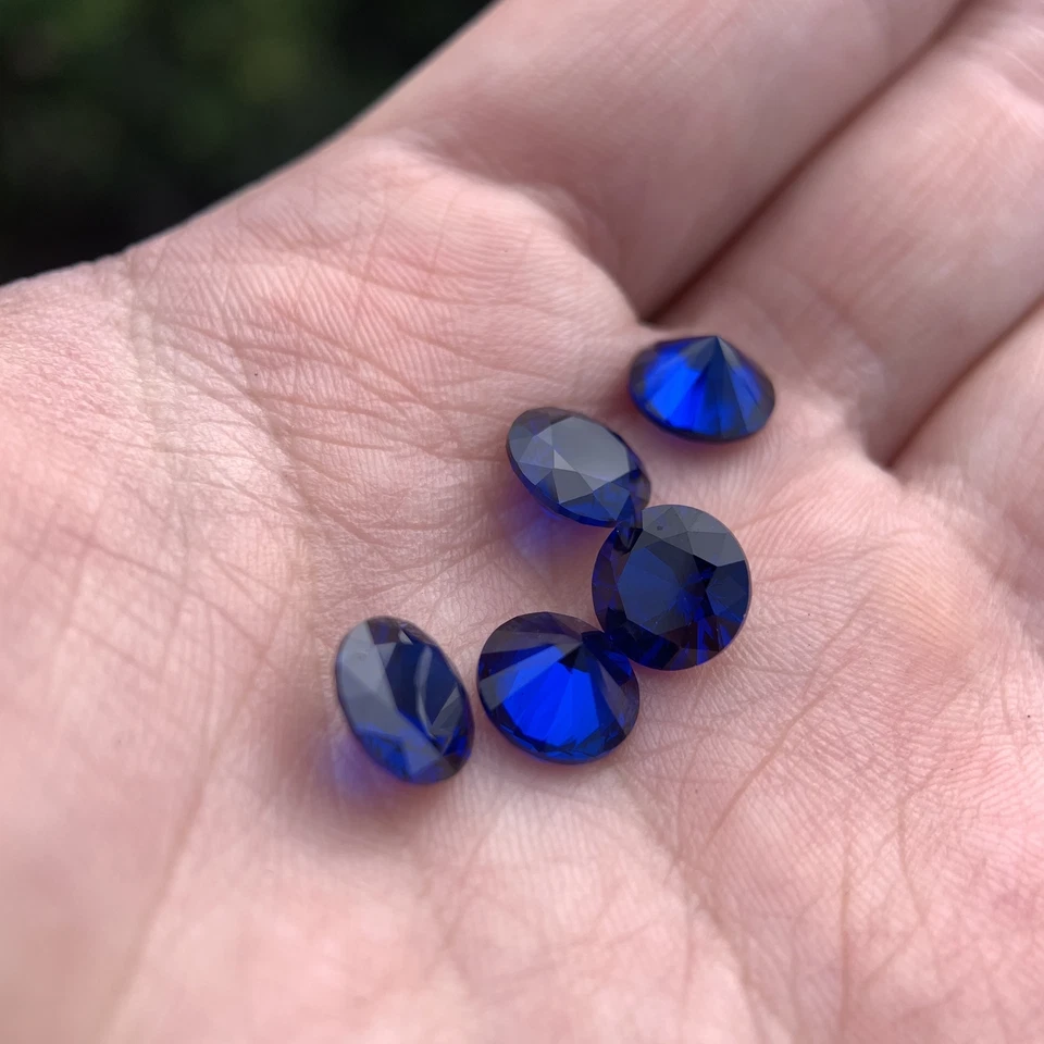 112#113#114# Spinel Gem Beads Round Bright Cut Synthetic Blue Spinel Loose Stone - Image 3 of 4