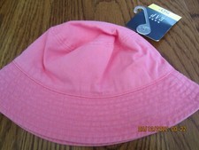 NWT BABY GAP GIRL 6 12 PINK CANVAS BUCKET SUN HAT STRAP 50 UPF